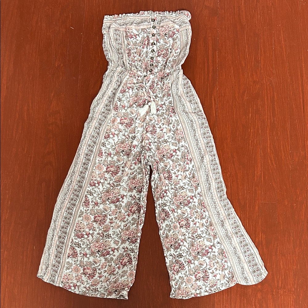 American Eagle Outfitters Floral Jumpsuit - Red and White